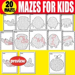 20 mazes for kids puzzles with solutions