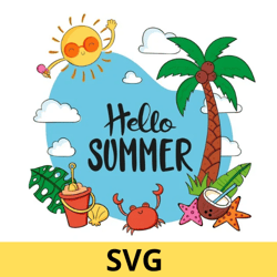 hand drawn hello summer illustration svg