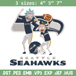 rick and morty seattle seahawks embroidery design, seattle seahawks embroidery, nfl embroidery, logo sport embroidery.