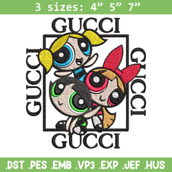 powerpuff girl gucci embroidery design, logo embroidery, cartoon design, embroidery file, gucci logo, instant download.