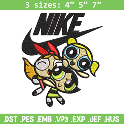 powerpuff girls nike embroidery design, powerpuff girls embroidery, nike design, embroidery file, instant download.