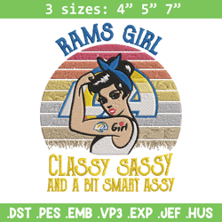 rams girl classy sassy and a bit smart assy embroidery design, rams embroidery, nfl embroidery, sport embroidery.