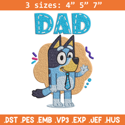 dad bluey embroidery, bluey cartoon embroidery, cartoon embroidery, cartoon shirt, embroidery file, instant download.