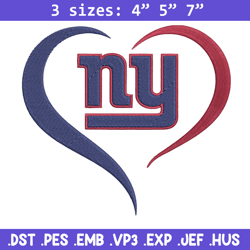 new york giants heart embroidery design, new york giants embroidery, nfl embroidery, logo sport embroidery.
