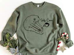 funny frog self care shirt, funny frog self care retro sweatshirt, funny shirt, birthday gift for her, cottagecore frog