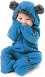 fleece baby bunting bodysuit – infant one piece kids hooded romper outerwear toddler jacket