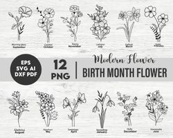 birth month flower bouquet svg bundle birth month flower flower svg floral svg birth flower flower bouquet flowers tatto