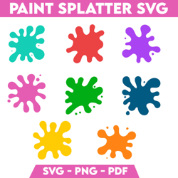 paint splatter svg bundle paint splats svg paint svg clipart vector ink splatter paint streak blob cut file for cricut