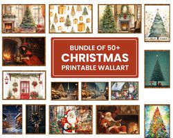 vintage christmas print set winter gallery wall christmas prints wall decor xmas printable wall art download