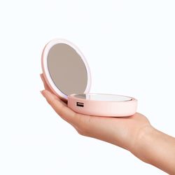 mcfrazier netta compact beauty led mirror power bank, pink