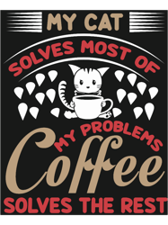 yellow cat egg graphicmy cat solves most of my problems coffee solves the restt198