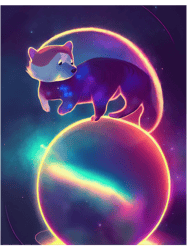 yellow cat egg graphicpurple bear in colorful space160