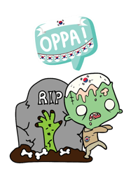 the korean zombie limited illustration edition oppa! rip halloween gift theme evergreen ts