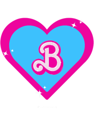 barbie letter b inside hearts, blue and pink. barbie heart, barbie movie, barbie 2023tshir
