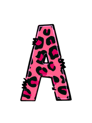 letter a pink leopard