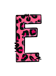 letter e pink leopard