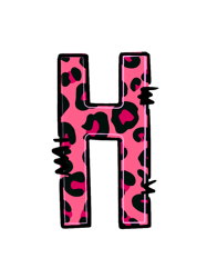 letter h pink leopard