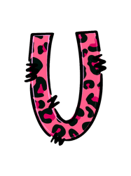 letter u pink leopard