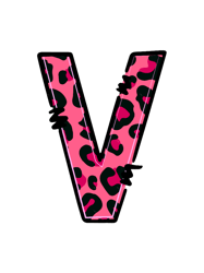 letter v pink leopard