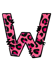 letter w pink leopard