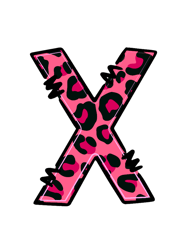 letter x pink leopard