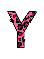 letter y pink leopard