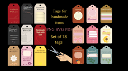 tags for handmade items. handmade label. diy gift tag. handmade stickers. business stickers.  made by hand with love