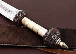 roman gladius sword, gladiator sword,white gold engraved on handle wood, antique sword replica, personalized