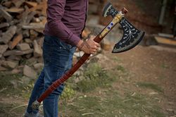 god of war leviathan axe, handmade leviathan axe replica, kratos axe, leviathan axe, kratos cosplay, gift for him, gift