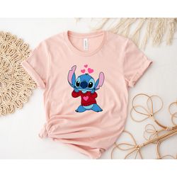 valentine stitch heart shirt, valentine disney characters t-shirt, valentines day shirt, disney matching tee