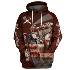 personalized hunting love hunting deer hunting american flag - 3d printed pullover hoodie | new style
