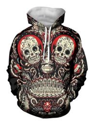 mexican skull hoodie 3d, personalized all over print hoodie 3d