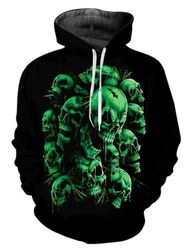 green skull supreme hoodie 3d, personalized all over print hoodie 3d
