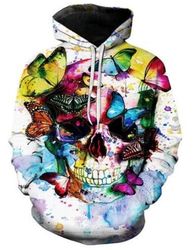 skull butterfly hoodie 3d, personalized all over print hoodie 3d