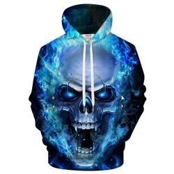 skull 3d effect hoodie 3d, personalized all over print hoodie 3d