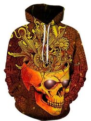 creative skull hoodie 3d, personalized all over print hoodie 3d