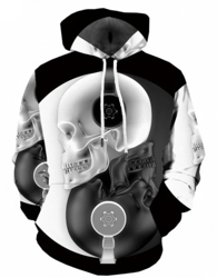 cool b&w skull hoodie 3d, personalized all over print hoodie 3d
