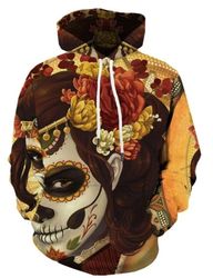 day of the dead skull hoodie 3d, personalized all over print hoodie 3d