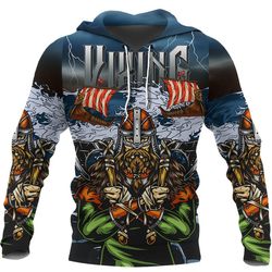 viking hoodie 3d, personalized all over print hoodie 3d