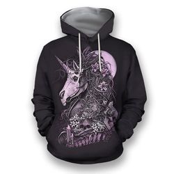 dark unicorn hoodie 3d, personalized all over print hoodie 3d