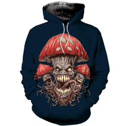 skull mushroom hoodie 3d, personalized all over print hoodie 3d