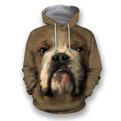 bulldog face hoodie 3d, personalized all over print hoodie 3d