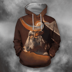 bull art hoodie 3d, personalized all over print hoodie 3d