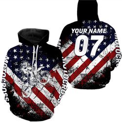 usa flag dirt bike uv motocross motorcycle racing patriotic hoodie 3d, personalized all over print hoodie 3d