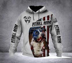flag pitbull mom hoodie 3d, personalized all over print hoodie 3d