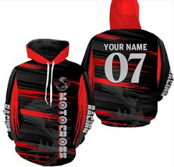 red motocross for biker off-road motorcycle hoodie 3d, personalized all over print hoodie 3d