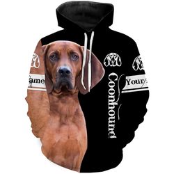 redbone coonhound dog gifts for hound lovers hoodie 3d, personalized all over print hoodie 3d