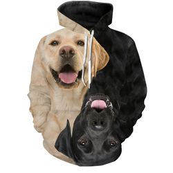 black & yellow labrador retriever lover gift hoodie 3d, personalized all over print hoodie 3d