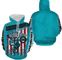 motocross racing jersey american flag hoodie 3d, personalized all over print hoodie 3d v1