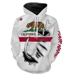 ca fishing fish hook california flag hoodie 3d, personalized all over print hoodie 3d y56